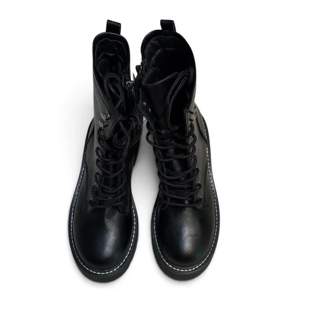 Wild Fable Black Combat Boots Lace Up Lug Sole Goth Punk Chunky W 7.5 - Picture 3 of 8